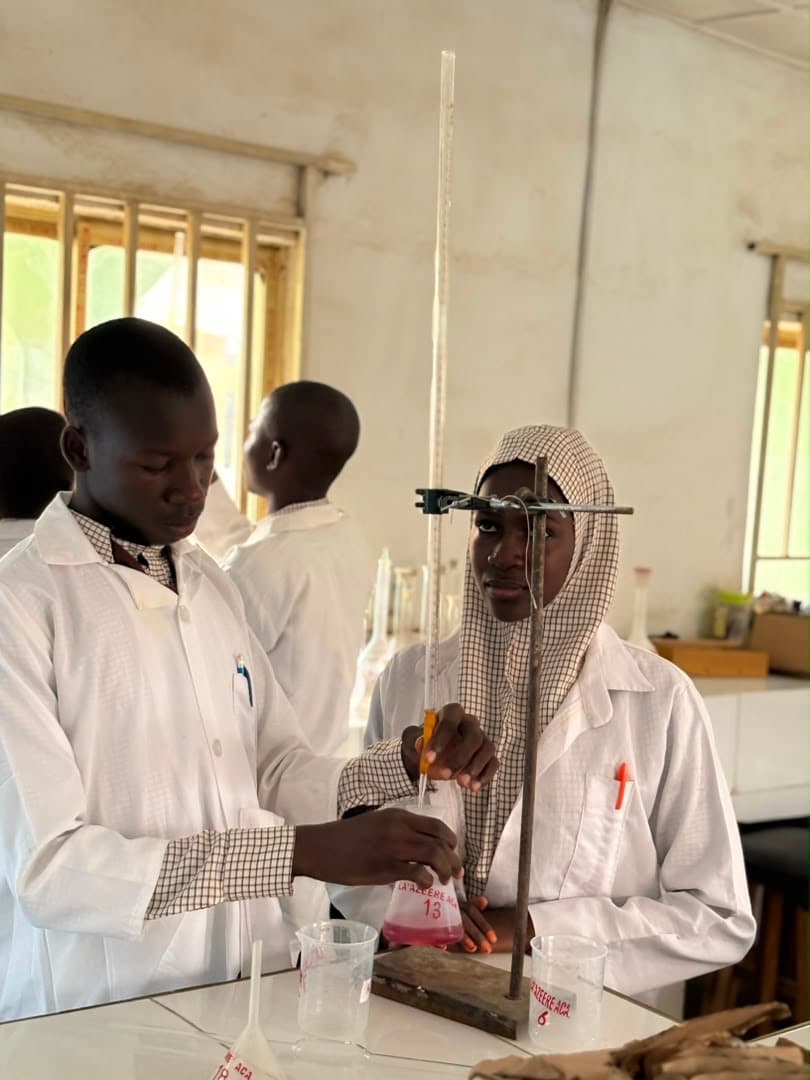 Students carrying out a titration experiment